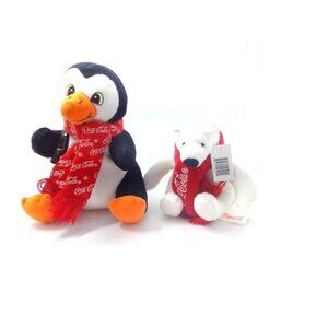 Coca‎ Cola Polar Bear and Penguin Plush Lot -With Tag